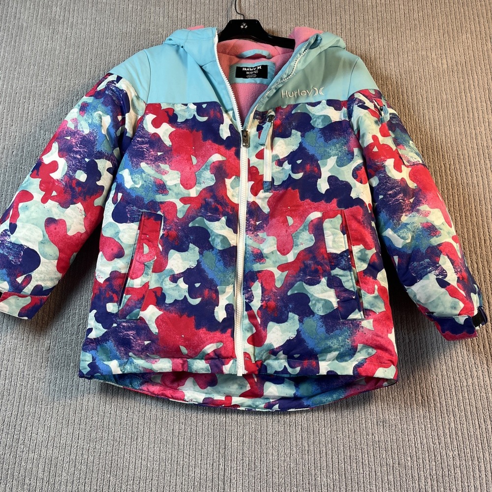 Hurley Snow Jacket Girls 10 12‎ M Colorful Bright Winter Ski Insulated Full Zip